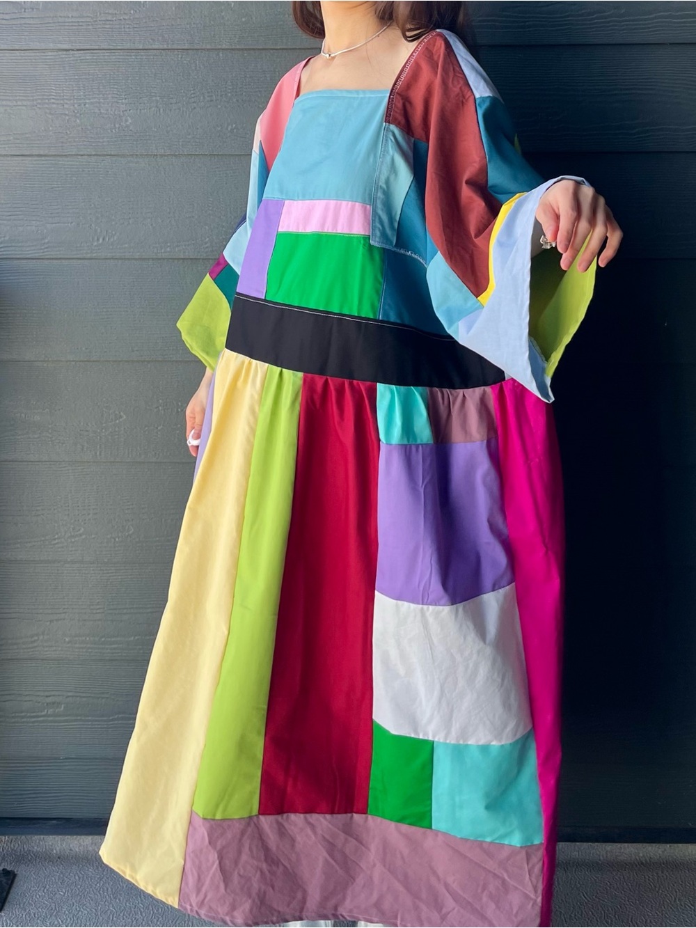 Handmade Quilted Patchwork Colorblock Dress SKU 05033 - Picture 6 of 16